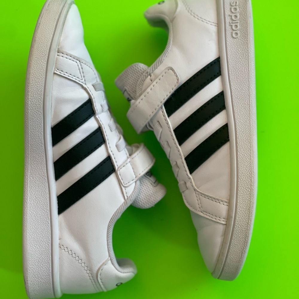 Adidas Kids Black & White Court Sneakers